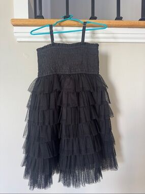 Yo Baby Kids Black Tiered Tulle Formal Dress